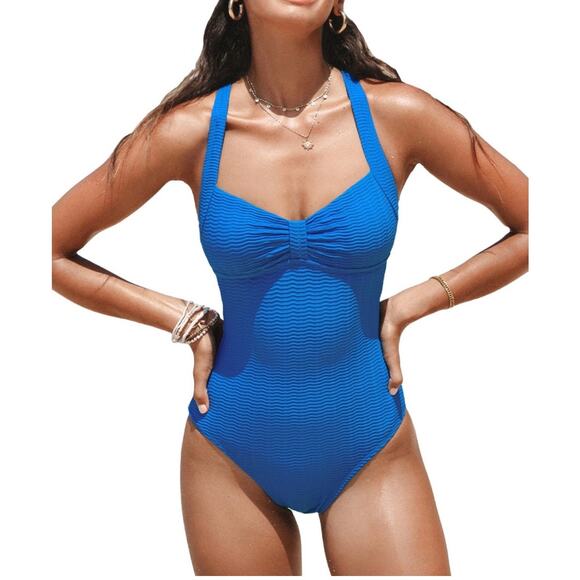 Cupshe Women's Blue Sweetheart Tummy Control One-Piece XL - Picture 1 of 6
